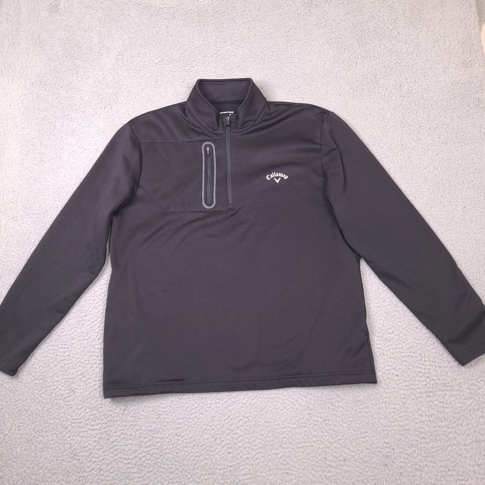 Callaway Black 1/4 Zip Fleece Lined Golf Pullover Jacket Men's Large